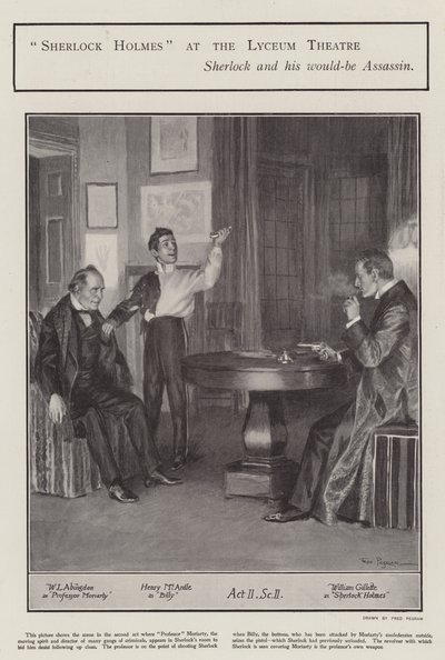 Eine Aufführung von Sherlock Holmes im Lyceum Theatre, London von Frederick Pegram