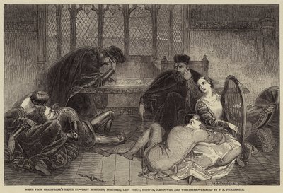 Szene aus Shakespeares Henry IV, Lady Mortimer, Mortimer, Lady Percy, Hotspur, Glendower und Worcester von Frederick Richard Pickersgill