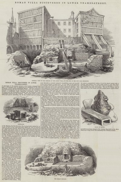 Römische Villa in der Lower Thames-Street entdeckt von Frederick William Fairholt