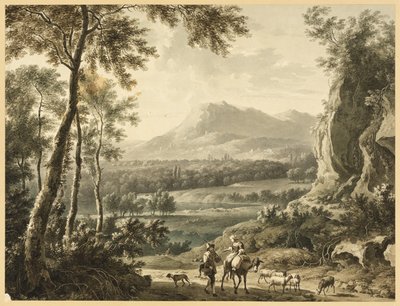 Italienische Landschaft mit reisenden Bauern im Vordergrund von Frederick de Moucheron