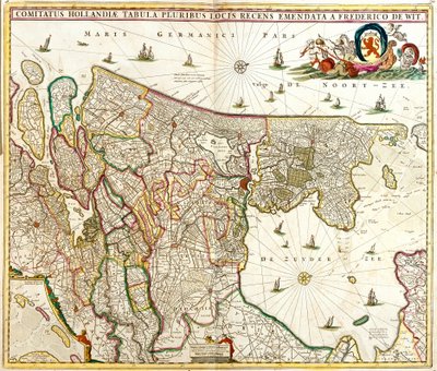 Karte der Grafschaft Holland (Niederlande) von Frederick de Wit