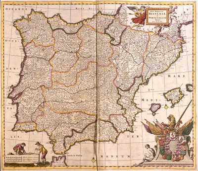 Karte der Iberischen Halbinsel, Spanien und Portugal von Frederick de Wit