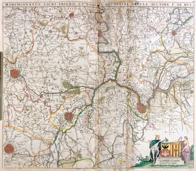 Karte der Markgrafschaften des Heiligen Römischen Reiches und der Herrschaft Mechelen (Niederlande) (Radierung) von Frederick de Wit