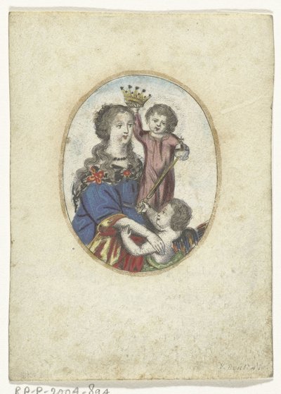 Madonna mit Kind und Engel in Oval von Frederik Bouttats (de Jonge) (attributed to)