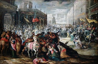 Die Versöhnung zwischen Römern und Sabinern von Frederik Valckenborch