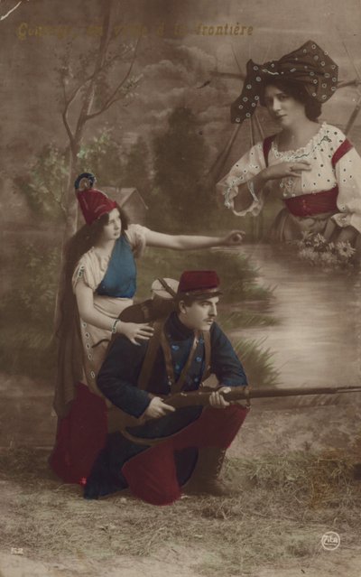 Ein Soldat wird von der Freiheit geführt und denkt an Zuhause von French Photographer