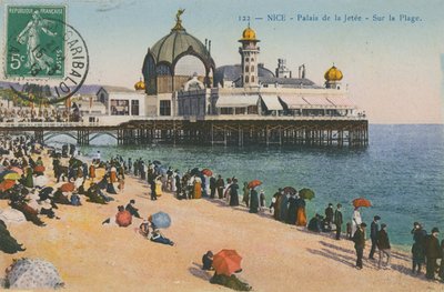 Strand und Palais de la Jetée, Nizza. Postkarte von 1913. von French Photographer