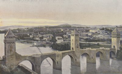 Cahors, Pont Valentré und Blick vom linken Ufer des Lot von French Photographer