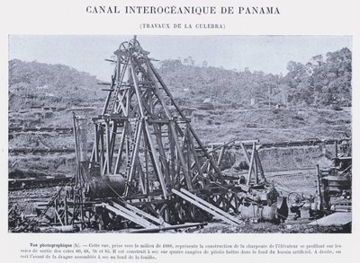 Interozeanischer Kanal von Panama, Arbeiten an der Culebra (s/w Foto) von French Photographer