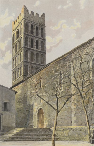 Elne, Kirche, Seitenfassade Süd und Glockenturm von French Photographer