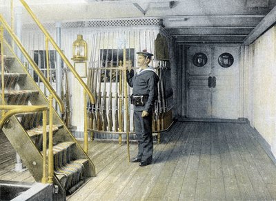 Französische Marine, späte 19. Jahrhundert: Wachposten des Admirals von French Photographer