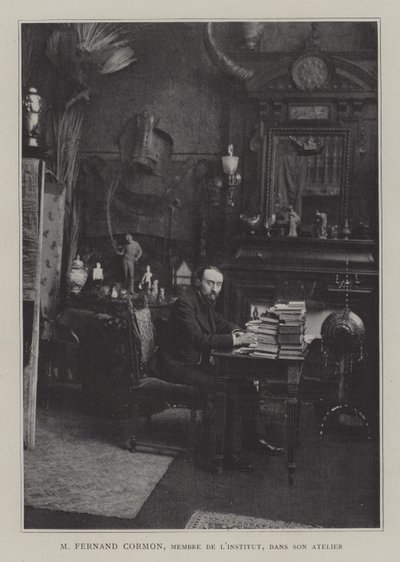 Der französische Maler Fernand Cormon in seinem Atelier (Farblithografie) von French Photographer