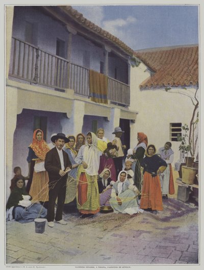 Zigeunerweber in Triana, einem Vorort von Sevilla (Farblithografie) von French Photographer