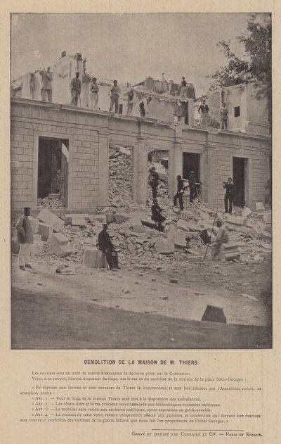 Die Kommune von Paris, Abriss des Hauses von M. Thiers von French Photographer