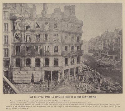 La Commune de Paris, Rue De Rivoli nach der Schlacht, Ecke Rue Saint-Martin (s/w Foto) von French Photographer