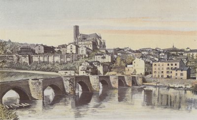 Limoges, Gesamtansicht flussaufwärts der Pont Saint-Etienne (linkes Ufer der Vienne) von French Photographer