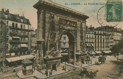Porte Saint-Denis in Paris, Frankreich. Postkarte gesendet im Jahr 1913 von French Photographer