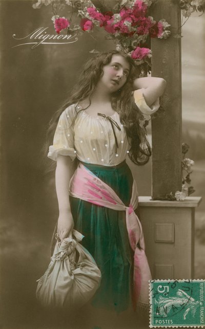 Postkarte von Mignon, gesendet 1913 (handkoloriertes Foto) von French Photographer