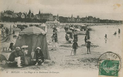 Postkarte vom Strand und Boulevard St Georges, Royan, Frankreich, gesendet 1913 von French Photographer
