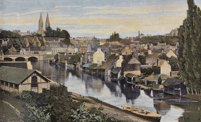 Saint-Lo, Gesamtansicht von den Ufern der Vire von French Photographer