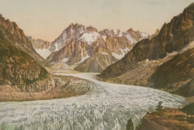 Landschaftsansicht von Bergen und Gletscher. Postkarte gesendet im Jahr 1913 von French Photographer