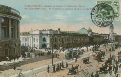 St. Petersburg - Nevsky Prospect und Gostiny Dvor Kaufhaus. Französische Postkarte gesendet im Jahr 1913 von French Photographer
