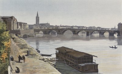 Toulouse, Pont-Neuf und Kirche Notre-Dame de la Dalbade, Blick flussabwärts vom rechten Ufer der Garonne von French Photographer