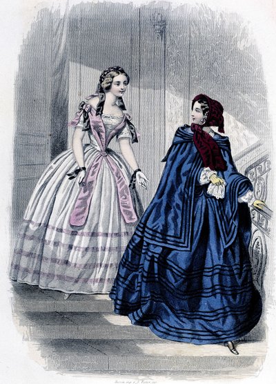 2 modische Frauen - im „Journal des Demoiselles“ 1852. von French School