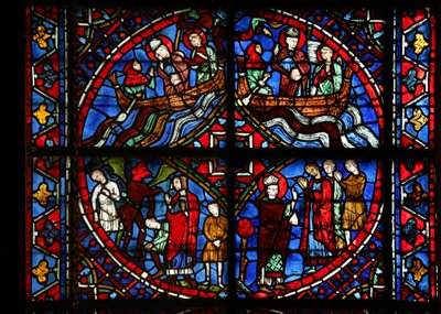 4 Tafeln aus dem St. Germain Fenster von French School
