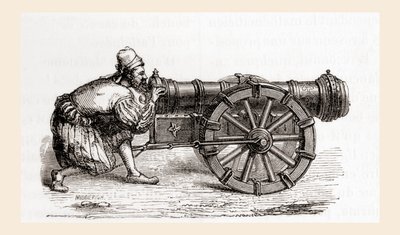 Eine deutsche Hinterladerkanone aus dem 16. Jahrhundert, aus Les Merveilles de la Science, veröffentlicht um 1870 (Gravur) von French School