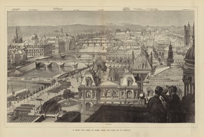 Ein Vogelschau von Paris vom Dach der St. Gervais von French School
