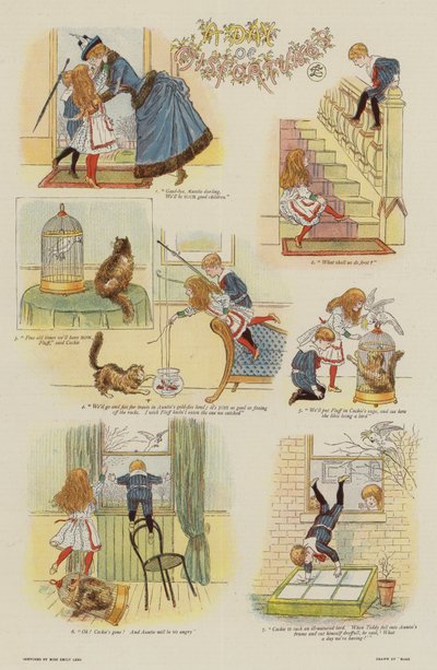 Ein Tag voller Unglück (Farblithografie) von French School