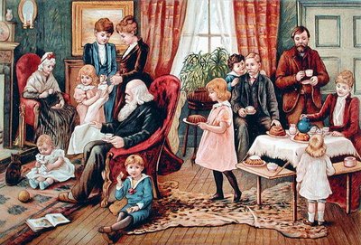 Eine Familie beim Tee, um 1900 von French School