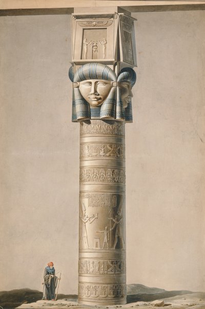 Eine Hathor-Säule in Dendarah, Illustration aus Descriptions of Egypt von Edmonde Francois Jomard (1777-1862), veröffentlicht 1809-22 von French School