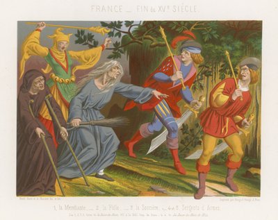 Ein Bettler, ein Narr und eine Hexe vertreiben die Waffenknechte von French School