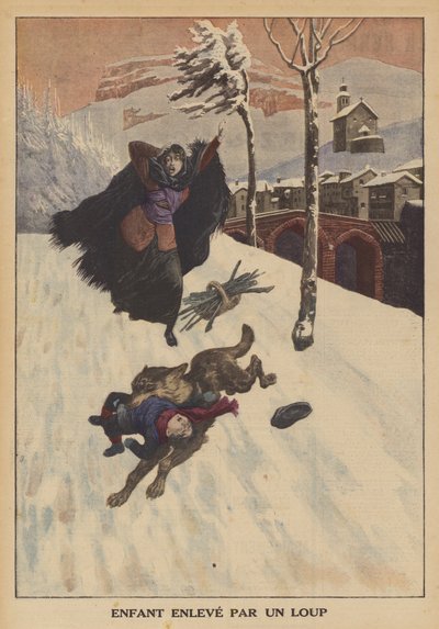 Ein Kind von einem Wolf verschleppt von French School