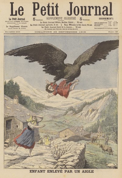 Ein Kind wird von einem Adler in den italienischen Alpen entführt von French School