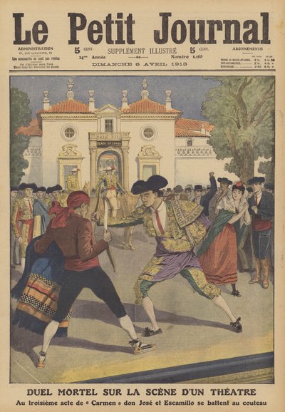 Ein tödliches Duell auf der Bühne eines Theaters in Spanien von French School