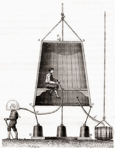 Eine von Halley 1691 gebaute Taucherglocke, aus 