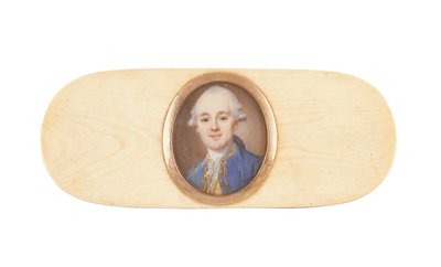 Ein Herr, angeblich Sir Robert Ainslie, Bt., im Deckel einer Schachtel von French School