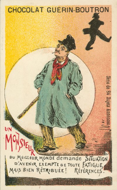 Ein Herr auf der Suche nach gut bezahlter, einfacher Arbeit von French School