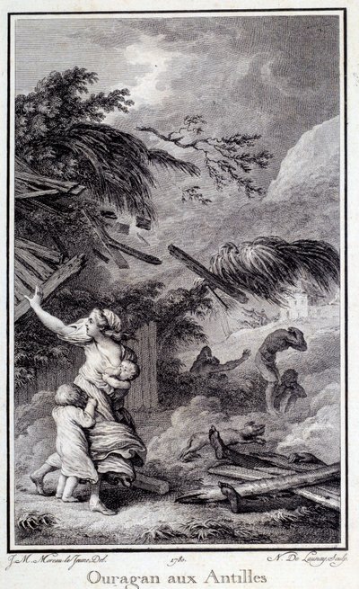 Ein Hurrikan in den Westindischen Inseln. Gravur von 1780 von French School