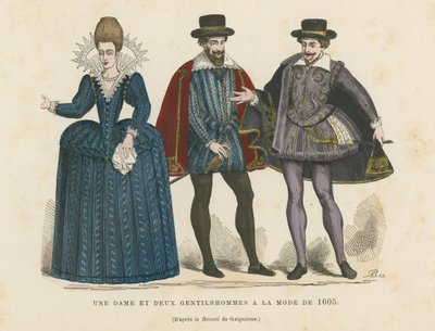 Eine Dame und zwei Herren in der Mode von 1605 von French School