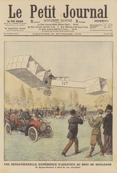 Ein sensationeller Flug im Bois de Boulogne, Paris (Farblithografie) von French School