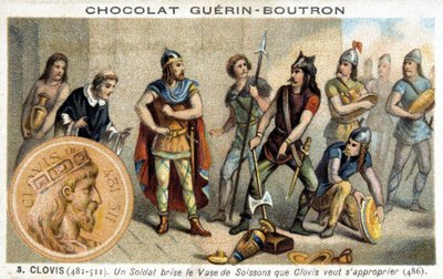 Ein Soldat zerbricht die Soissons-Vase, die Clovis besitzen möchte, 486 von French School