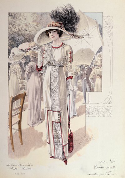 Ein Stadtkleid, aus Les Grandes Modes de Paris von French School