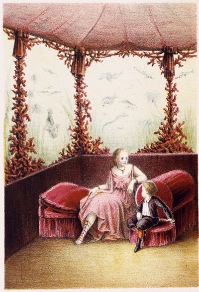 Eine Frau spricht mit einem Jungen - in „Reise zum Meeresgrund“ von H. de la Blanchère. Paris, ed. Jouvet et Cie, sd. 1880. von French School