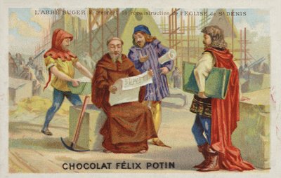 Abt Suger (ca. 1081-1151) bei der Rekonstruktion der Abtei von St. Denis von French School