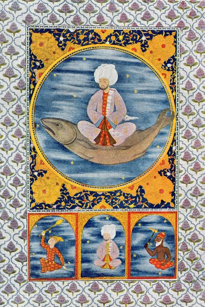 Abdallah vom Meer, Illustration aus Tausendundeine Nacht, 1895 (Farbstich) von French School