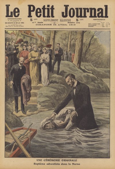 Adventisten-Taufe im Fluss Marne von French School